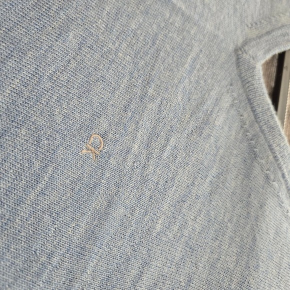 Calvin Klein Mens Merino Wool V neck Minimalist Preppy Sweater L Pastel Blue - Picture 6 of 10